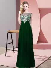 Green Backless Scoop Beading Evening Dress Chiffon Sleeveless