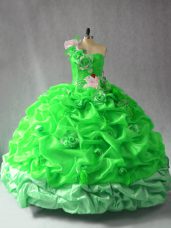 Classical Organza Sleeveless Floor Length Vestidos de Quinceanera and Pick Ups and Hand Made Flower