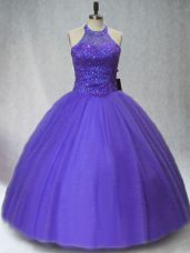 Floor Length Ball Gowns Sleeveless Purple 15 Quinceanera Dress Lace Up