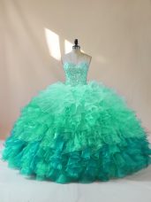 Floor Length Lace Up Vestidos de Quinceanera Multi-color for Sweet 16 and Quinceanera with Beading and Ruffles