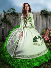 Modern Floor Length Ball Gowns Sleeveless Green Quinceanera Dress Lace Up