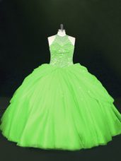 Noble Floor Length Ball Gown Prom Dress Tulle Sleeveless Beading