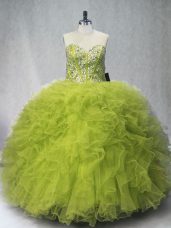 Great Tulle Sleeveless Floor Length 15th Birthday Dress and Beading and Ruffles