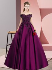 Sleeveless Floor Length Lace Zipper Quince Ball Gowns with Purple