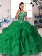 Smart Green Sleeveless Beading and Pick Ups Zipper Sweet 16 Quinceanera Dress