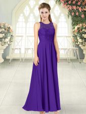 Dynamic Floor Length Backless Prom Party Dress Purple for Prom and Party with Lace