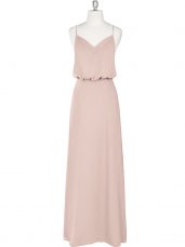 Custom Made Baby Pink Zipper Spaghetti Straps Ruching Prom Dress Chiffon Sleeveless