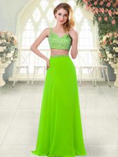 Best Selling Sleeveless Floor Length Beading Zipper Prom Party Dress with