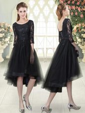 Tulle Half Sleeves High Low and Lace