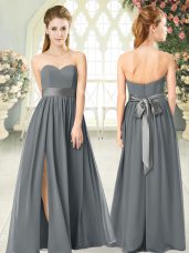 Romantic Chiffon Sleeveless Floor Length Dress for Prom and Belt