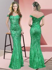 Ruching Prom Dresses Green Zipper Sleeveless Floor Length