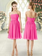 Custom Fit Pink Empire Ruching Prom Party Dress Zipper Chiffon Sleeveless Knee Length