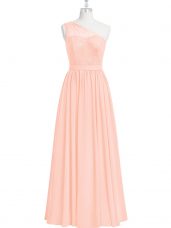 High Class One Shoulder Sleeveless Chiffon Prom Gown Lace