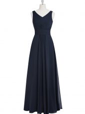 Floor Length A-line Sleeveless Black Prom Evening Gown Zipper