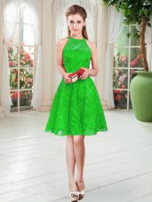 Trendy Scoop Sleeveless Zipper Lace Prom Dress in Green