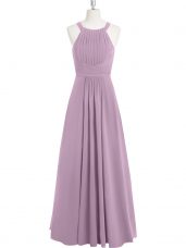 Shining Purple Sleeveless Ruching Floor Length Prom Evening Gown