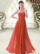 Chiffon Sleeveless Floor Length Evening Dress and Beading