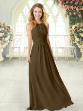 Fantastic Scoop Sleeveless Zipper Prom Dress Brown Chiffon