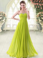 Glittering Yellow Green Zipper Sweetheart Beading Homecoming Dress Chiffon Sleeveless