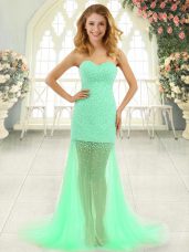 Apple Green Sweetheart Neckline Beading Dress for Prom Sleeveless Zipper