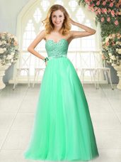 Lovely Apple Green Sweetheart Neckline Beading Sleeveless Zipper