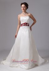 Extravagant Wine Red church wedding Dress Fall Train