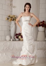 Mermaid Beading Brush Train Strapless Bridal Gown