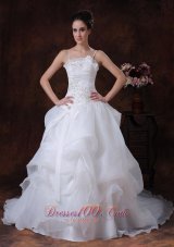 Spaghetti Organza Pick-ups Bodice Bridal Gown Summer