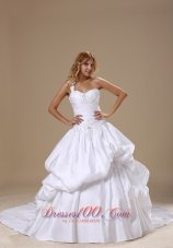 One Shoulder Wedding Gown Court Train Pick-ups