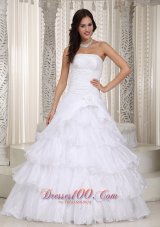 A-line Layered Organza Wedding Dress Beading Decorate
