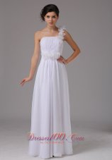 One Shoulder Hand Made Flower Chiffon Maternity Dress