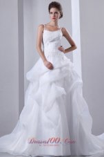 Spagthetti Straps Wedding Gown Court Train Cheap