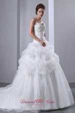 A-line Spaghetti Straps Wedding Dress Beading Decorate