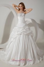 Ball Gown Strapless Court Train Taffeta Wedding Gown