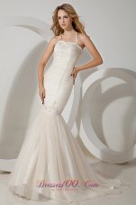 Mermaid Halter Wedding Dress Tulle Brush Train