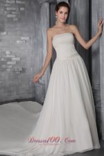 Strapless Sheath Princess Cathedral Train Chiffon Wedding Gown