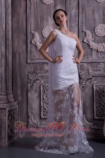 Sexy One Shoulder Sheath Lace Wedding Dress