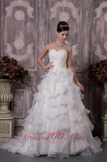 A-line Sweetheart Court Train Summer Wedding Gown