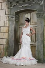 Custom Made Mermaid One Shoulder Court Train Wedding Gown