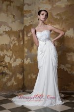 Sweetheart Ruched Court Train Chiffon Beading Wedding Dress