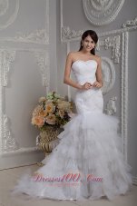 Sweetheart Mermaid Layered Wedding Gown Brush Train