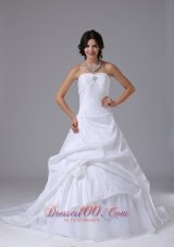 Strapless Ball Gown Wedding Dress Chapel Train Pick-ups