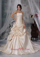 Champagne Princess Strapless Pick-ups Wedding Train Ruch