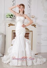 Looking Wedding Dress Chapel Train Ruched Bodice