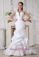 One Shoulder Mermaid Deep V-neck Wedding Dress Pick-ups