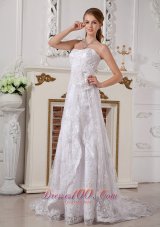 Lace Summer Wedding Dress Brush Train 2014