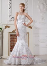 Mermaid Strapless Lace Wedding Dress Court Train