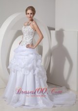 Heavy Beaded Ruffles Bridal Dresses Court Train