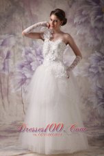 Floral One Shoulder Bridal Gowns Beading Corset Back