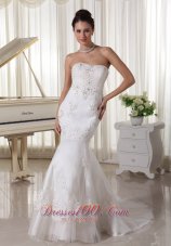 Beaded Mermaid Style Bridal Dresses Applique Sweep